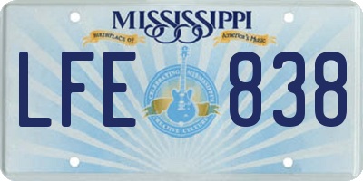 MS license plate LFE838