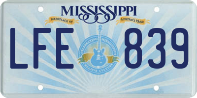 MS license plate LFE839