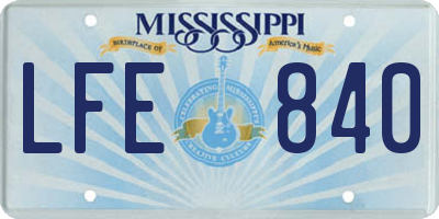 MS license plate LFE840