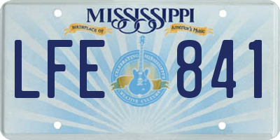 MS license plate LFE841
