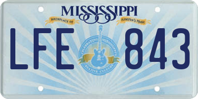 MS license plate LFE843