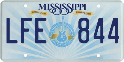 MS license plate LFE844