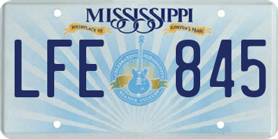 MS license plate LFE845