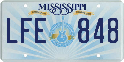 MS license plate LFE848