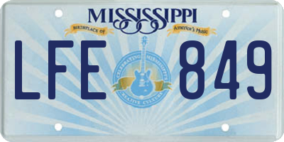 MS license plate LFE849