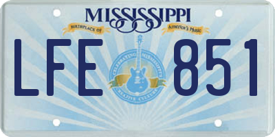 MS license plate LFE851