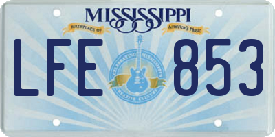 MS license plate LFE853