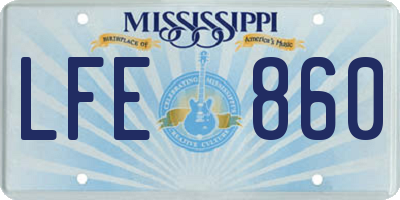 MS license plate LFE860