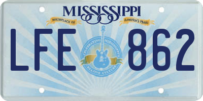 MS license plate LFE862