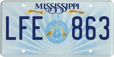 MS license plate LFE863
