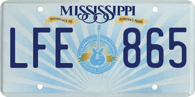 MS license plate LFE865