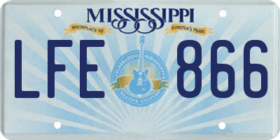 MS license plate LFE866