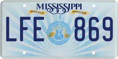 MS license plate LFE869