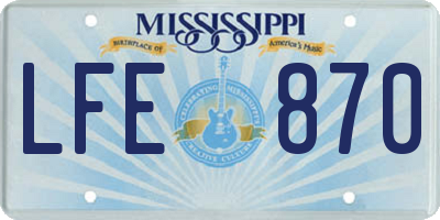 MS license plate LFE870