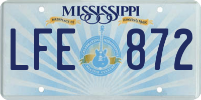 MS license plate LFE872