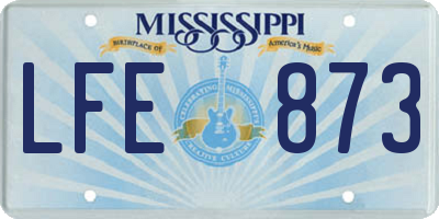 MS license plate LFE873