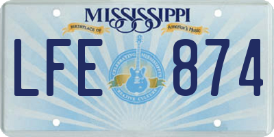 MS license plate LFE874