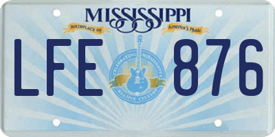 MS license plate LFE876