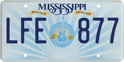 MS license plate LFE877