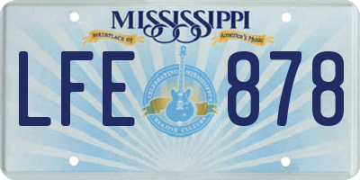 MS license plate LFE878