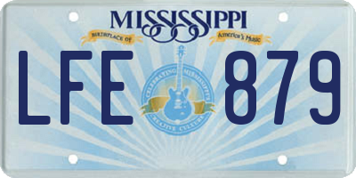 MS license plate LFE879
