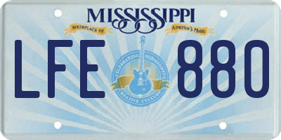 MS license plate LFE880