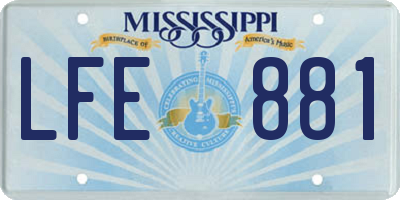 MS license plate LFE881