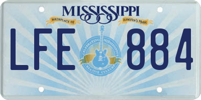 MS license plate LFE884