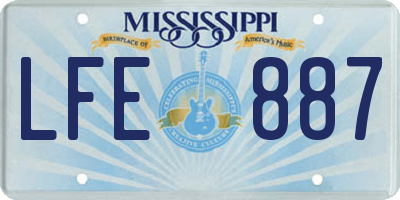 MS license plate LFE887
