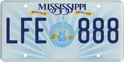 MS license plate LFE888