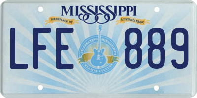 MS license plate LFE889