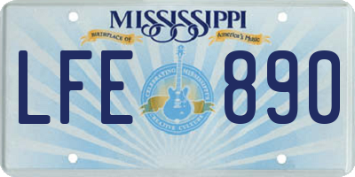 MS license plate LFE890