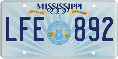MS license plate LFE892
