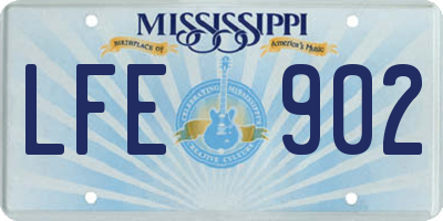 MS license plate LFE902