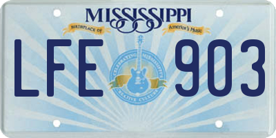 MS license plate LFE903