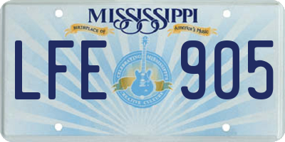 MS license plate LFE905