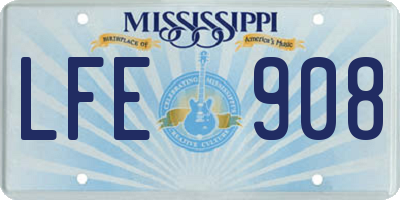 MS license plate LFE908