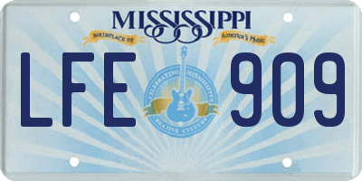 MS license plate LFE909