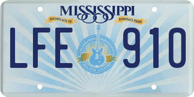 MS license plate LFE910