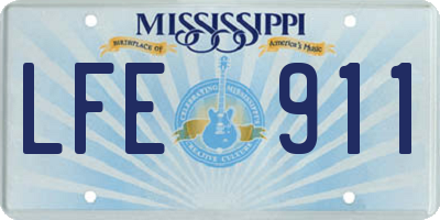 MS license plate LFE911