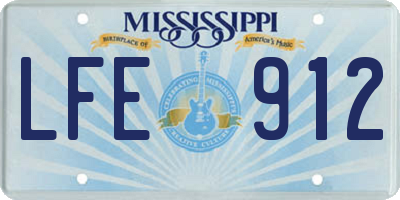 MS license plate LFE912