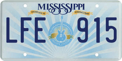 MS license plate LFE915