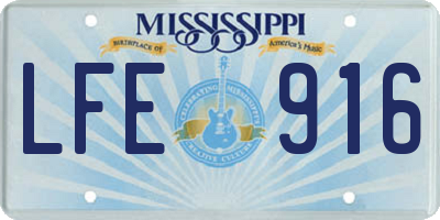 MS license plate LFE916