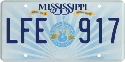 MS license plate LFE917