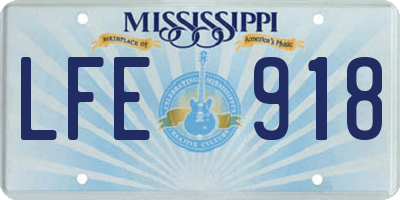 MS license plate LFE918