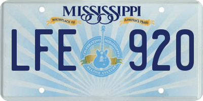MS license plate LFE920
