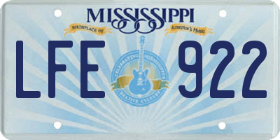 MS license plate LFE922
