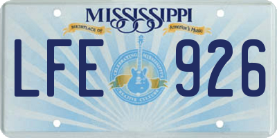 MS license plate LFE926
