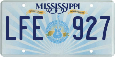 MS license plate LFE927