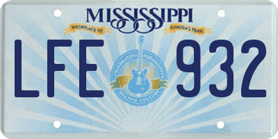 MS license plate LFE932